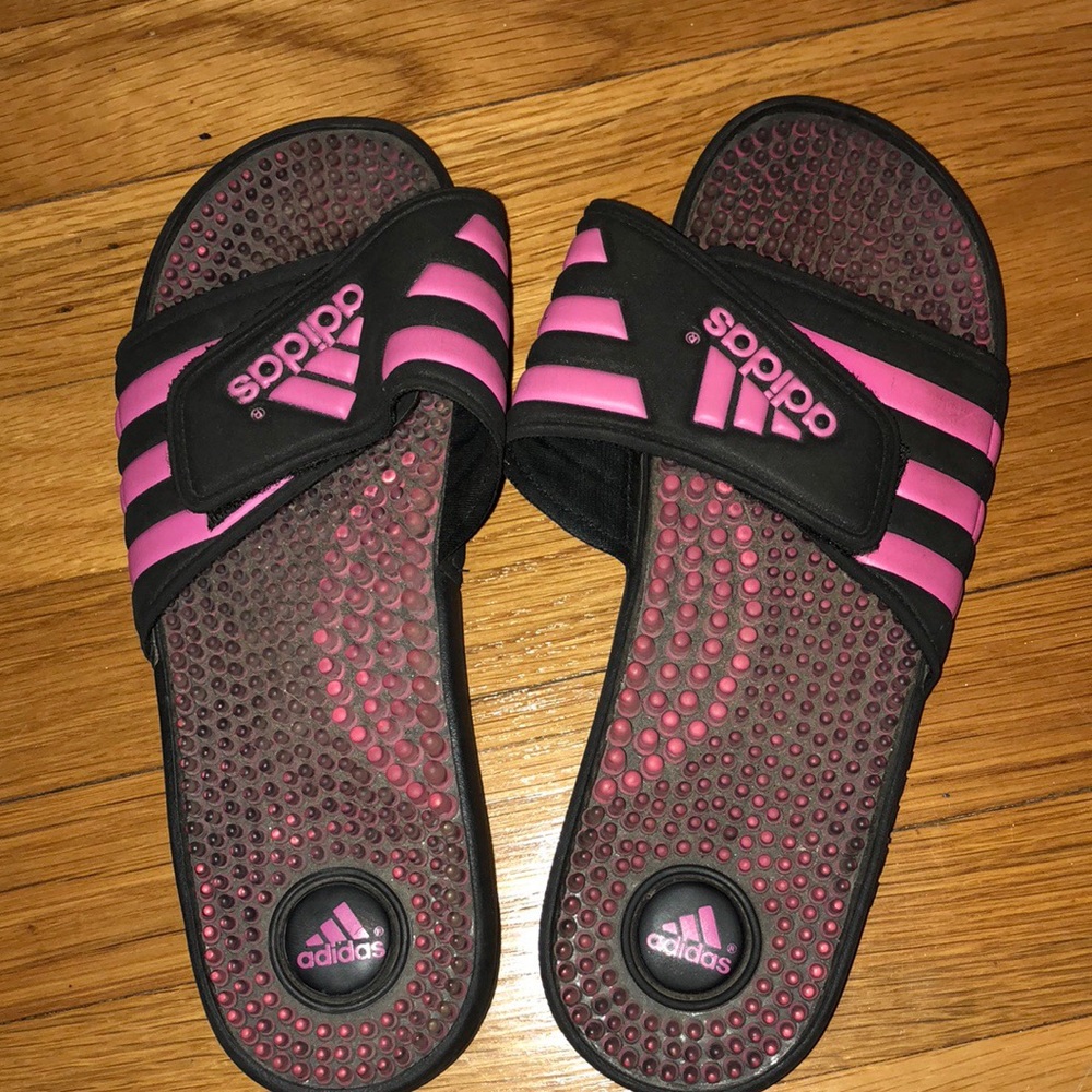 Pink Adidas slides